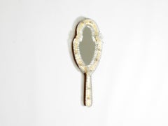 Venetian Mid-Century hand or wall mirror with Murano glass rosettes