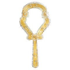 Specchio a mano o da parete in stile Mid-Century Modern veneziano con rosette in vetro di Murano
