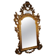 Venetian Mirror, Carved Golden Wood Gold Leaf Italian Manufacture, 20th Century