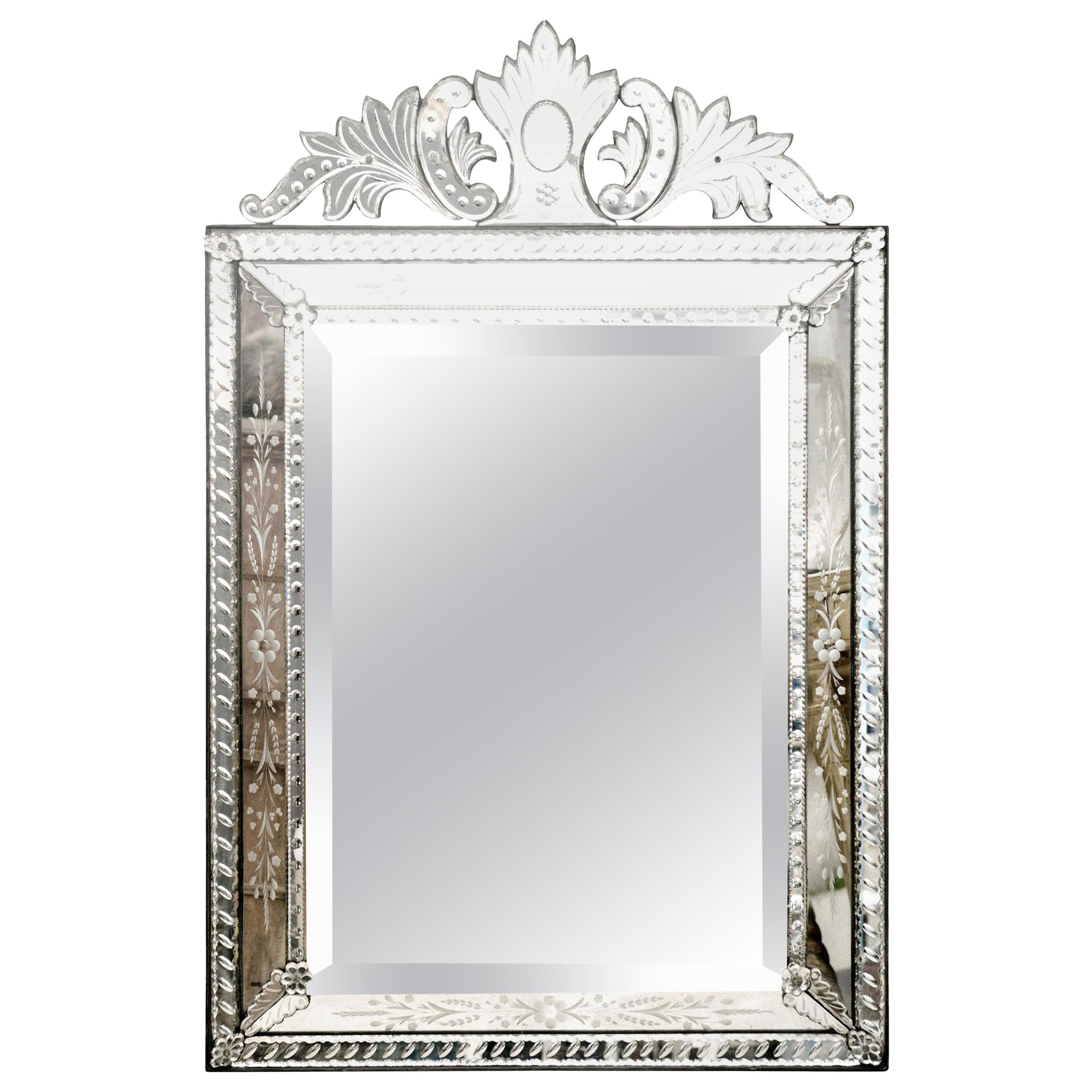 Venetian Mirror, Etched and Beveled, circa 1920