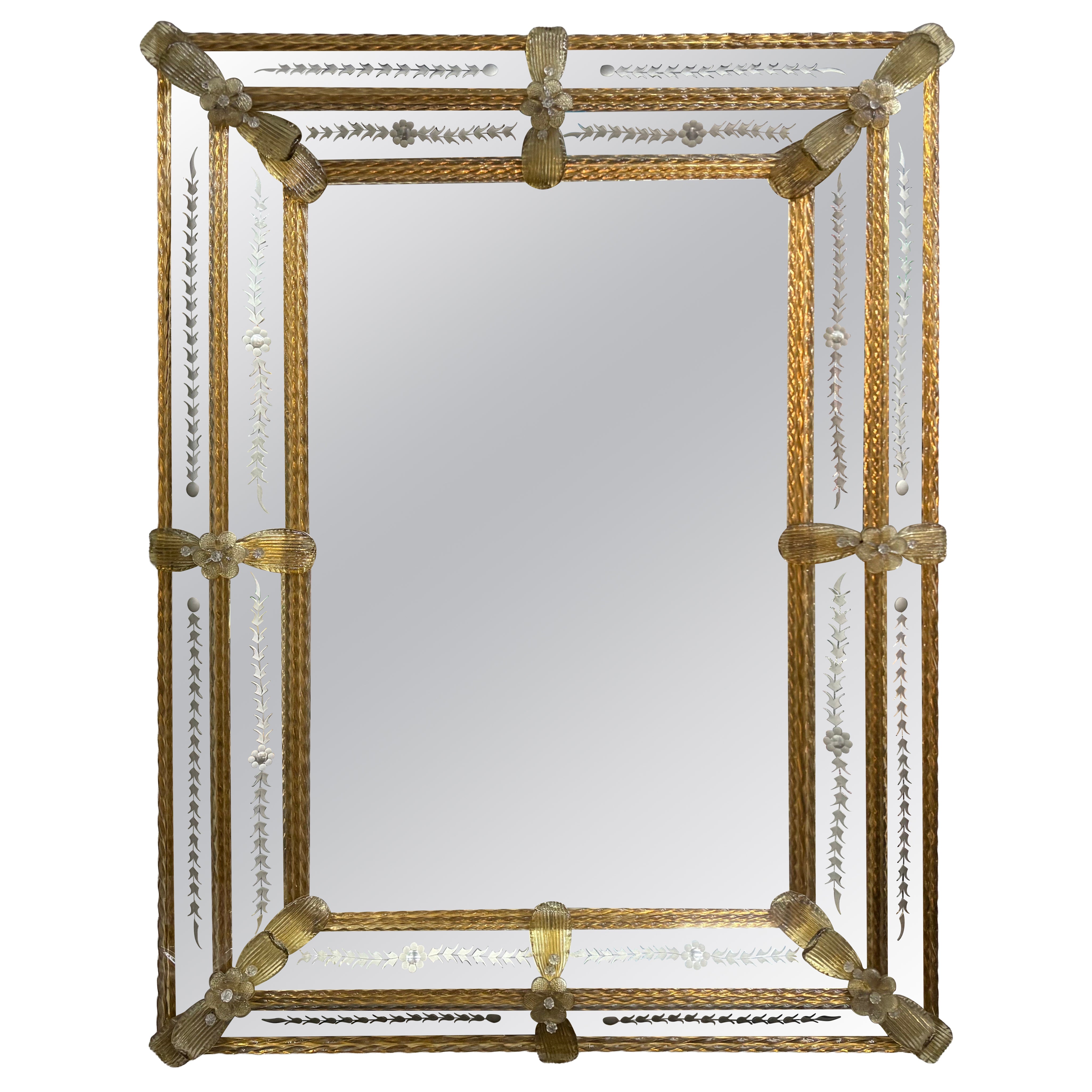 Baroque Style Etched Venetian Mirror