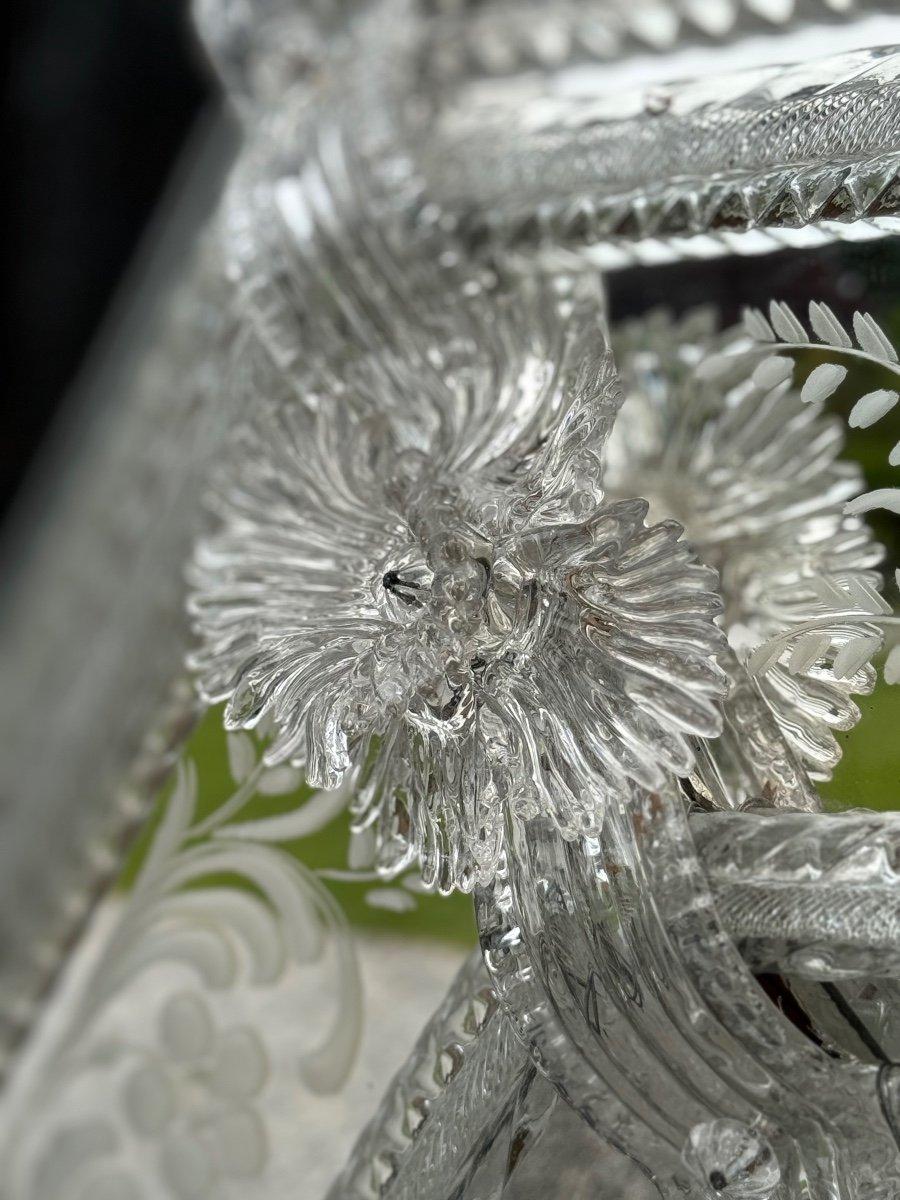 French Venetian Mirror In Colorless Murano Glass, Circa 1880