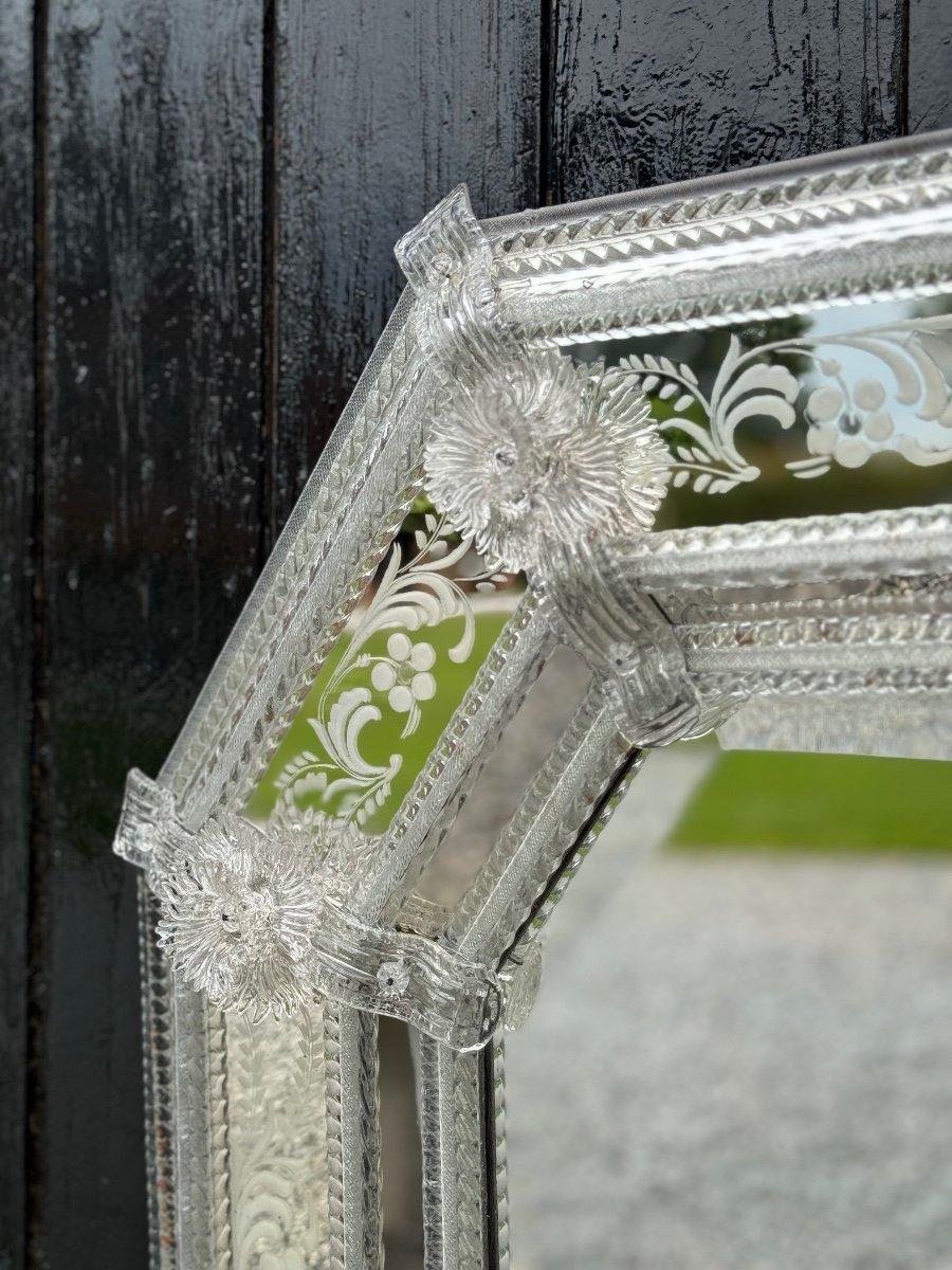 19th Century Venetian Mirror In Colorless Murano Glass, Circa 1880
