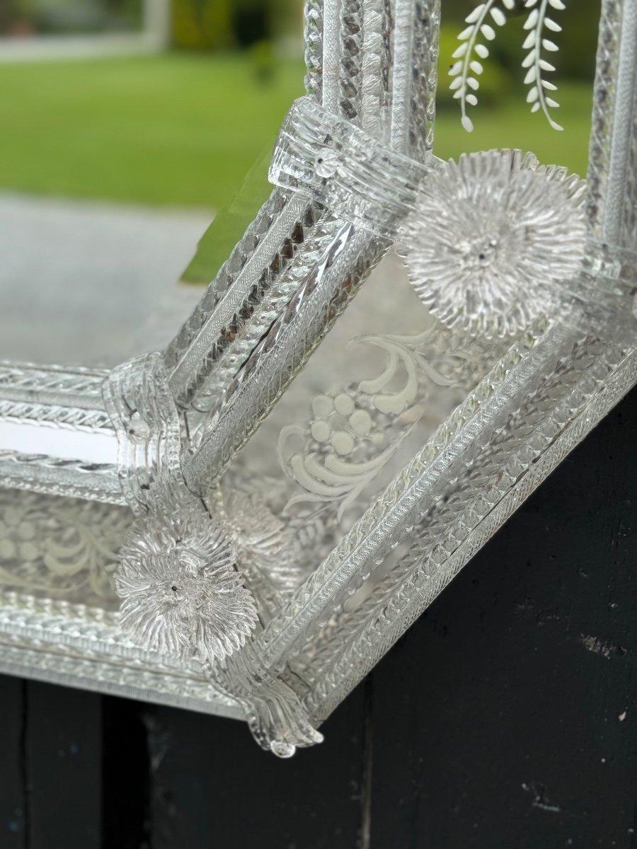 Venetian Mirror In Colorless Murano Glass, Circa 1880 1