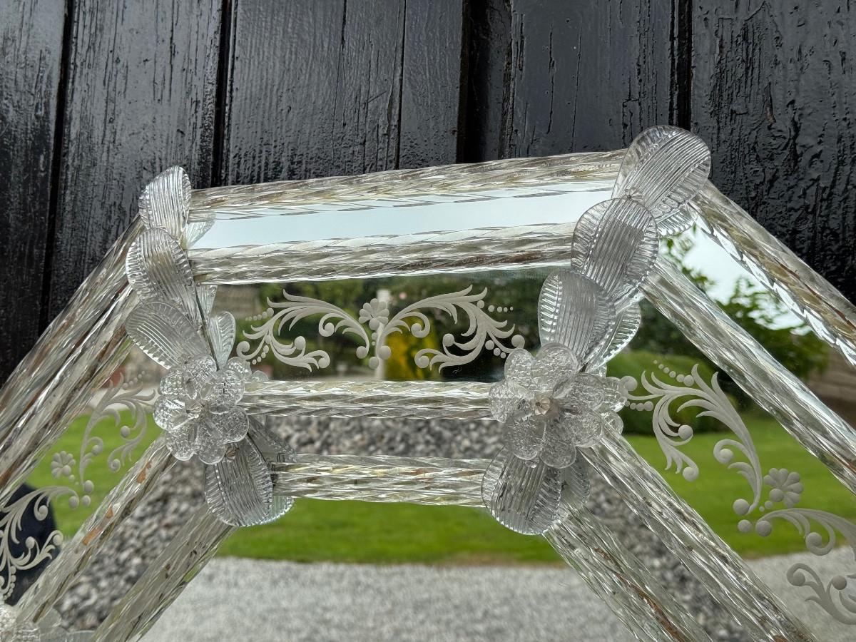 18th Century and Earlier Venetian mirror in colourless Murano glass, circa 1920 For Sale