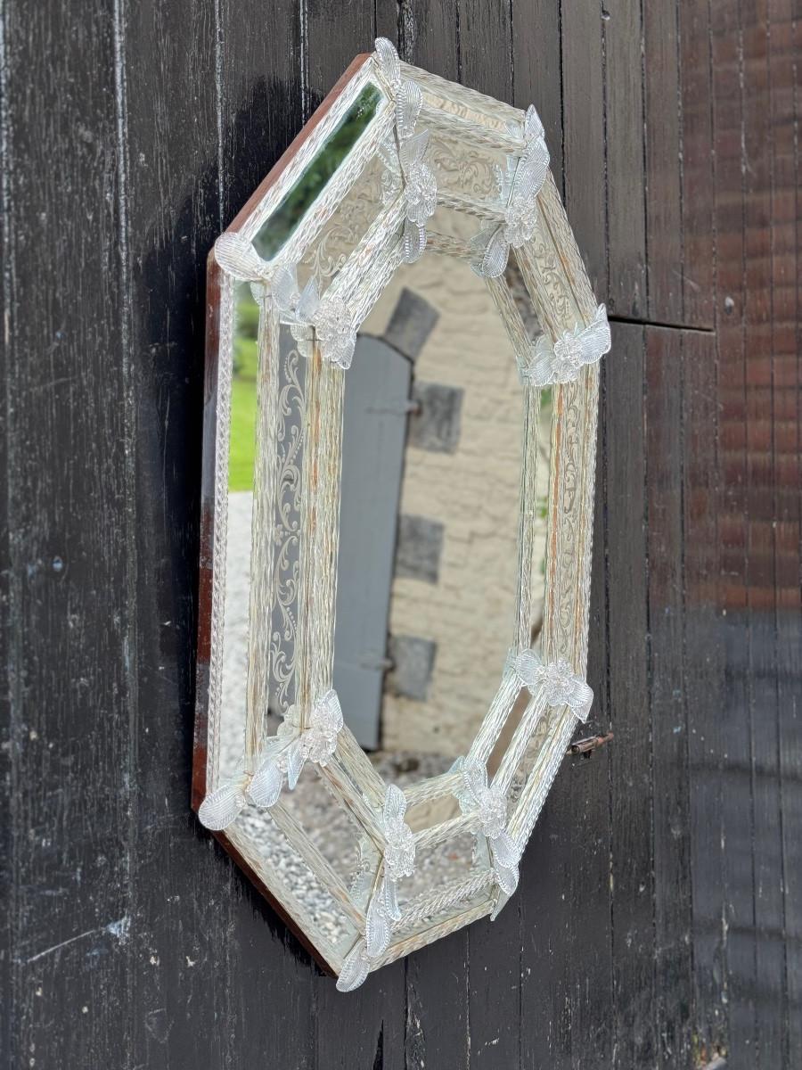 Venetian mirror in colourless Murano glass, circa 1920 For Sale 1