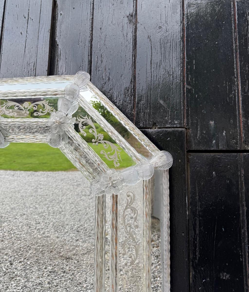 Venetian mirror in colourless Murano glass, circa 1920 For Sale 2