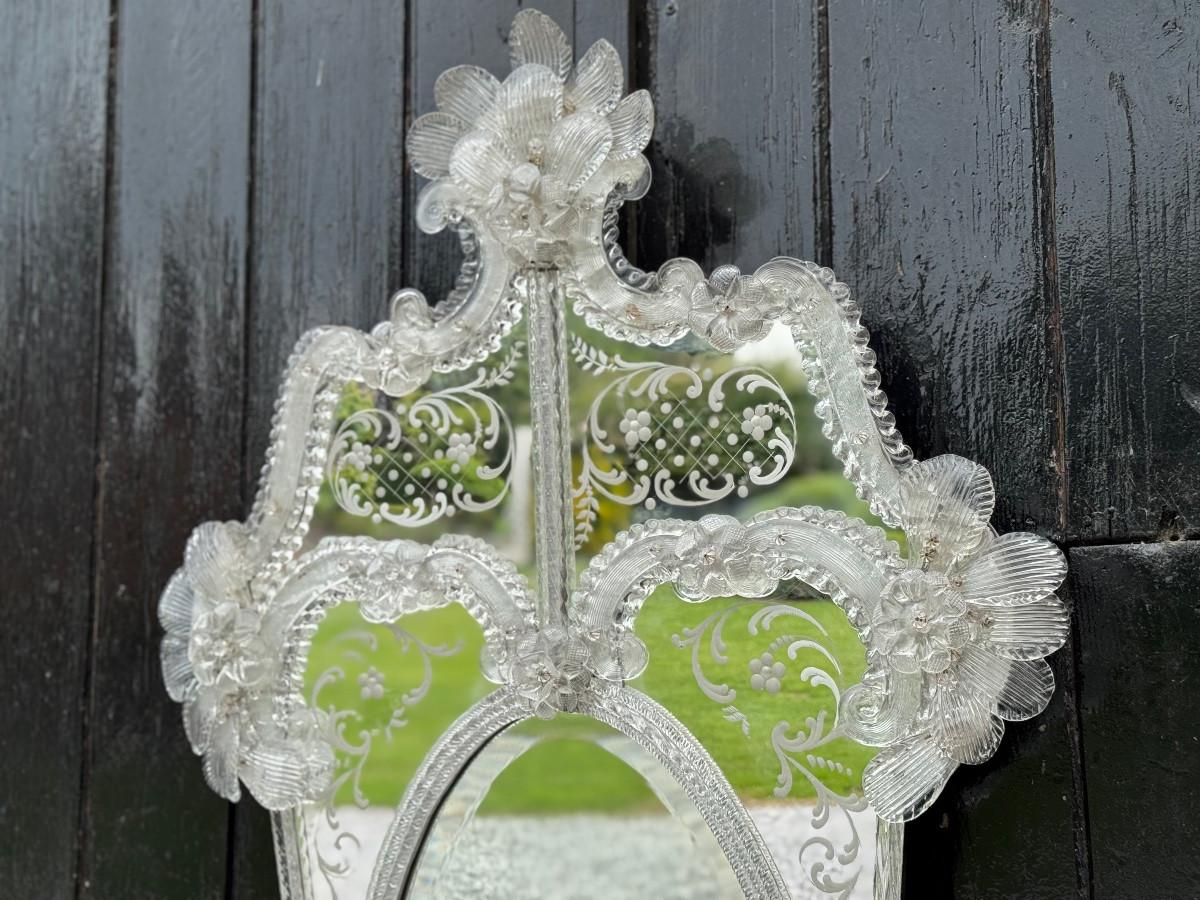 Venetian mirror in colourless Murano glass, circa 1940 For Sale 1