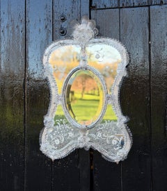 Murano Glass Venetian Wall Mirror, Louis XV Style, Italy, Circa 1950