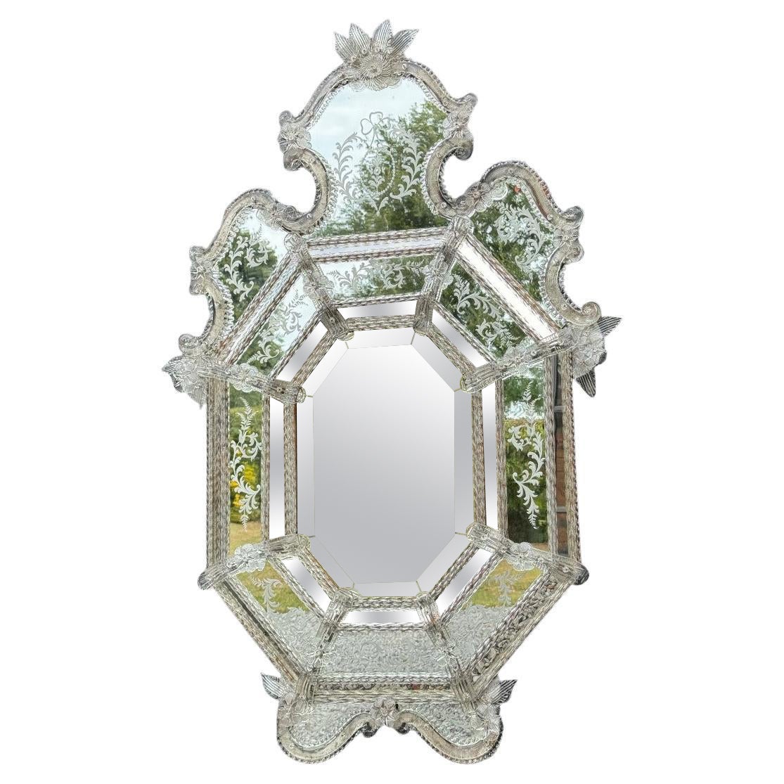 Miroir vénitien en verre de Murano, vers 1930