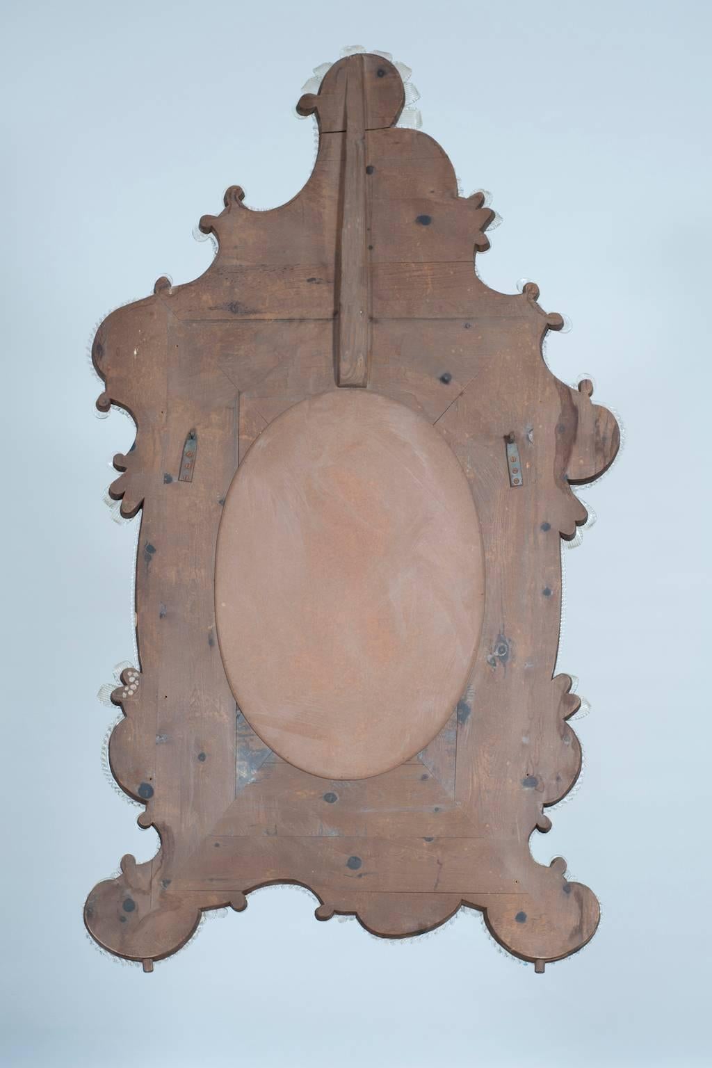 Venetian Mirror in Murano Glass in Clear Color and Handcarved Italy 1900s For Sale 3