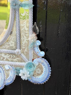 Venetian mirror in Murano glass, in shades of blue, around 1880