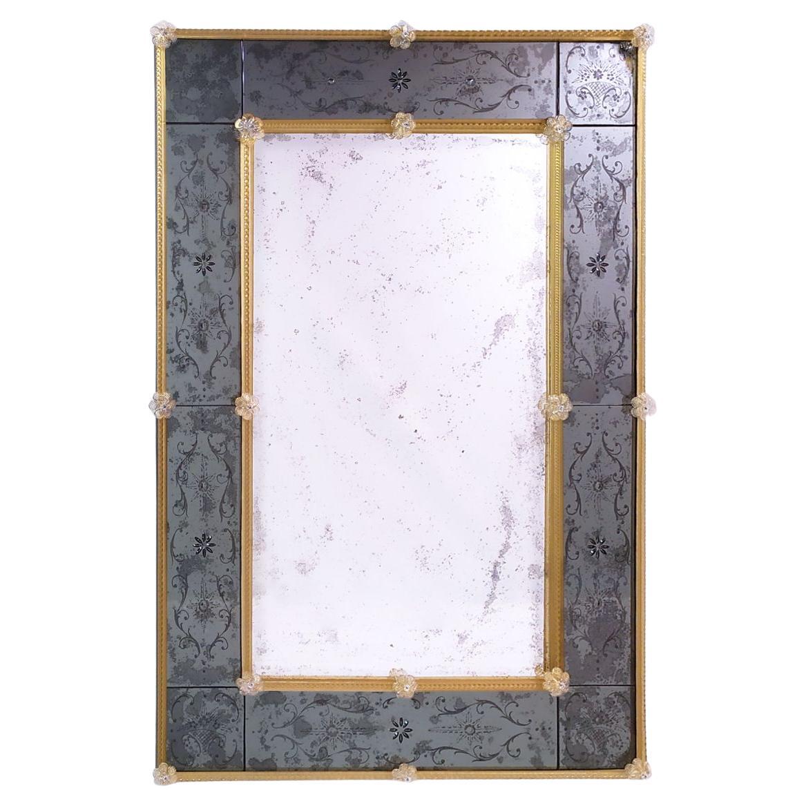 Venetian Mirror in Murano Glass Reproduction of Antique Mirror "Efesto"