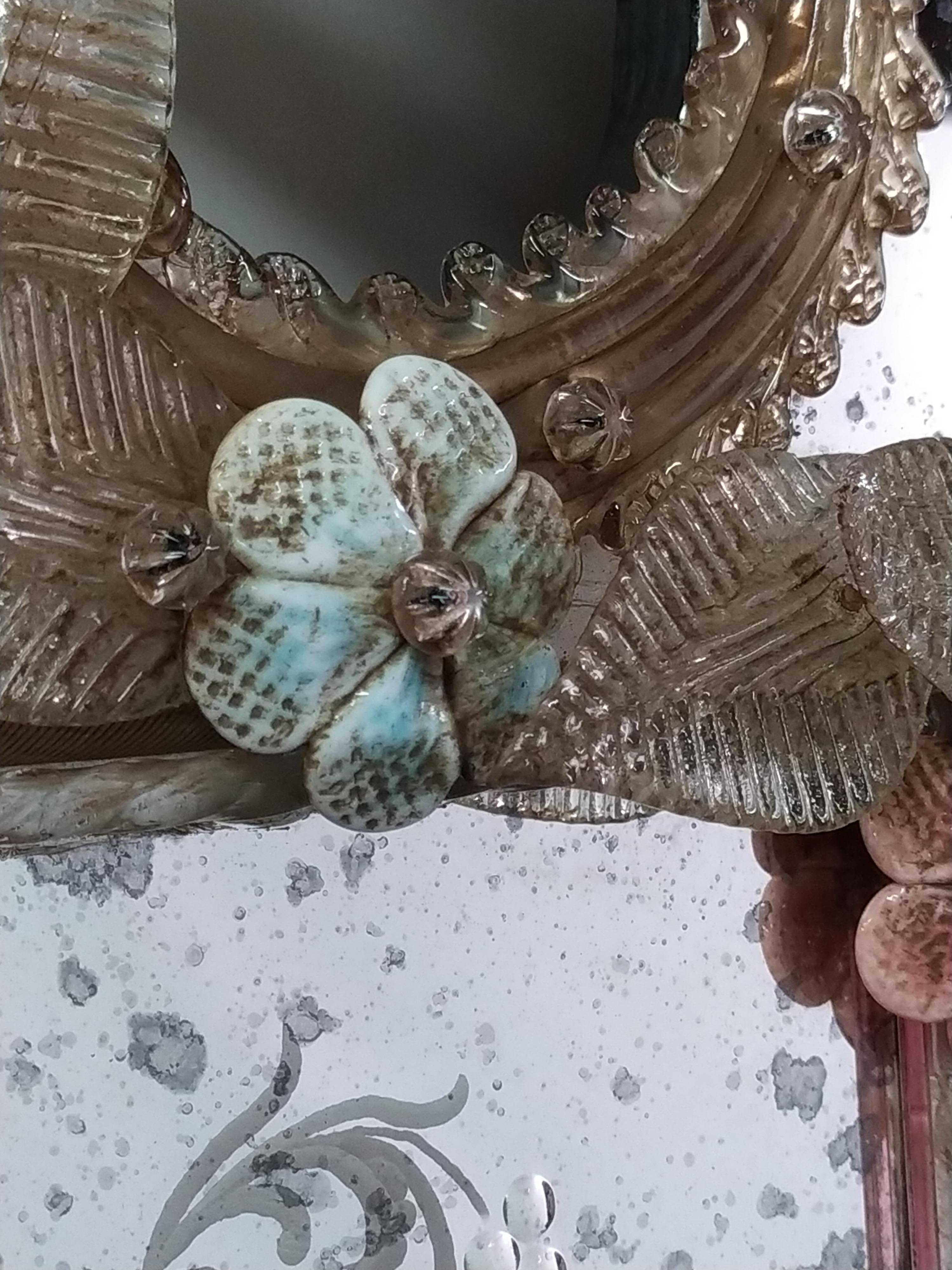 Venetian Mirror in Murano Glass  Reproduction of Antique Mirror 