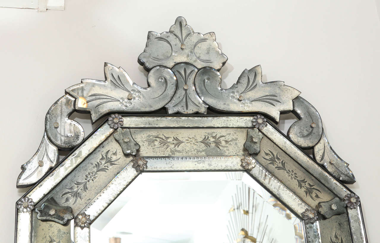 Italian Venetian Mirror, Octagonal Shape, circa 1940s