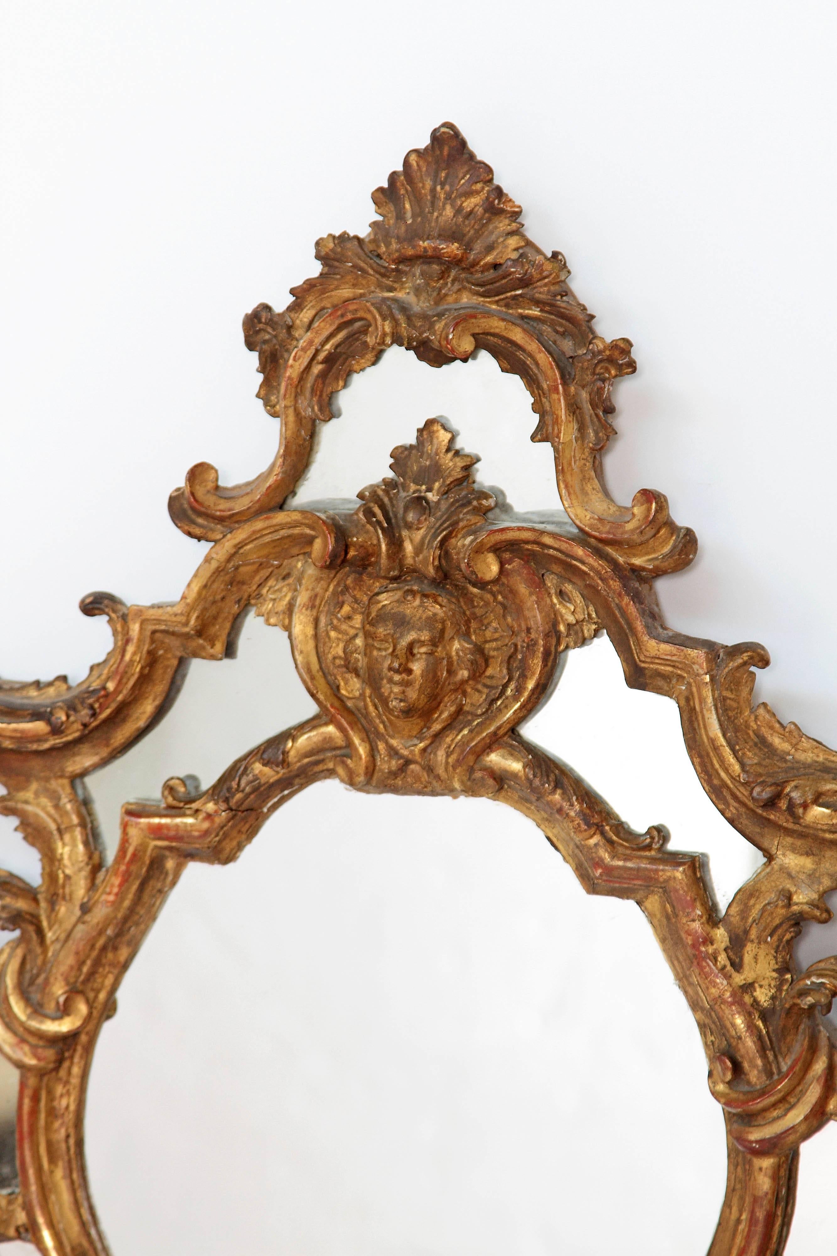 Baroque Venetian Mirror Pair / Carved and Gilded Wood