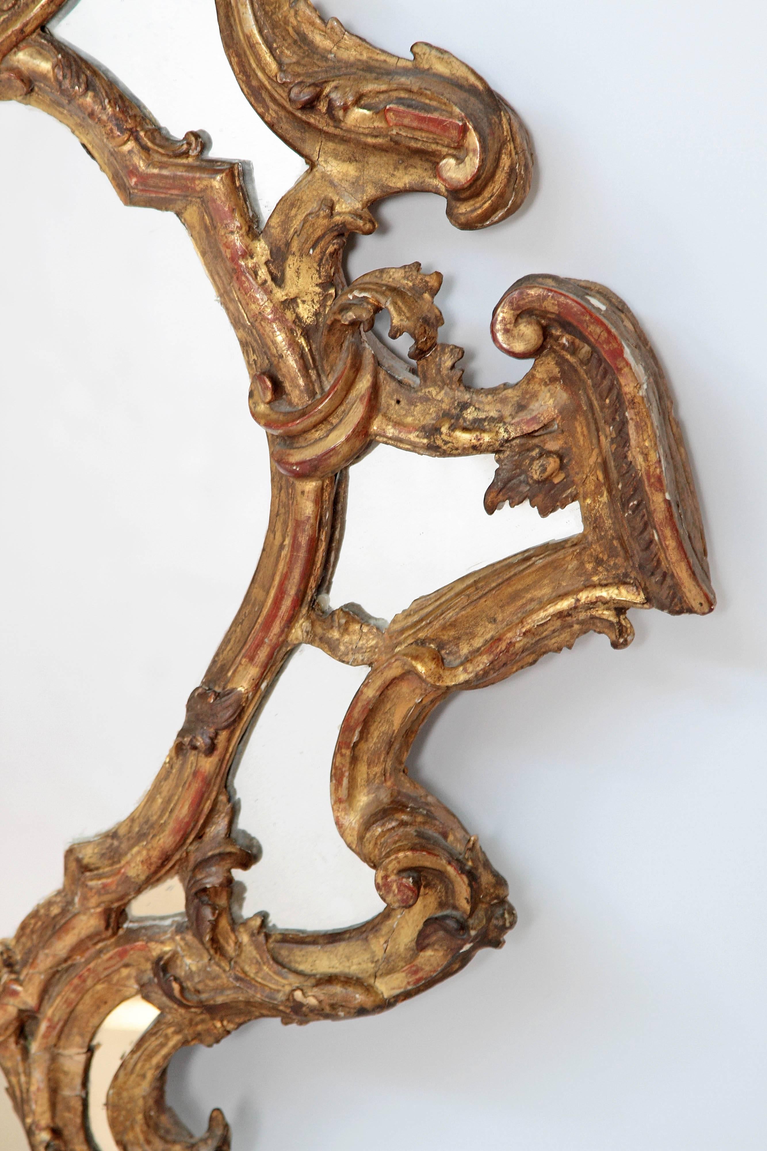 Italian Venetian Mirror Pair / Carved and Gilded Wood