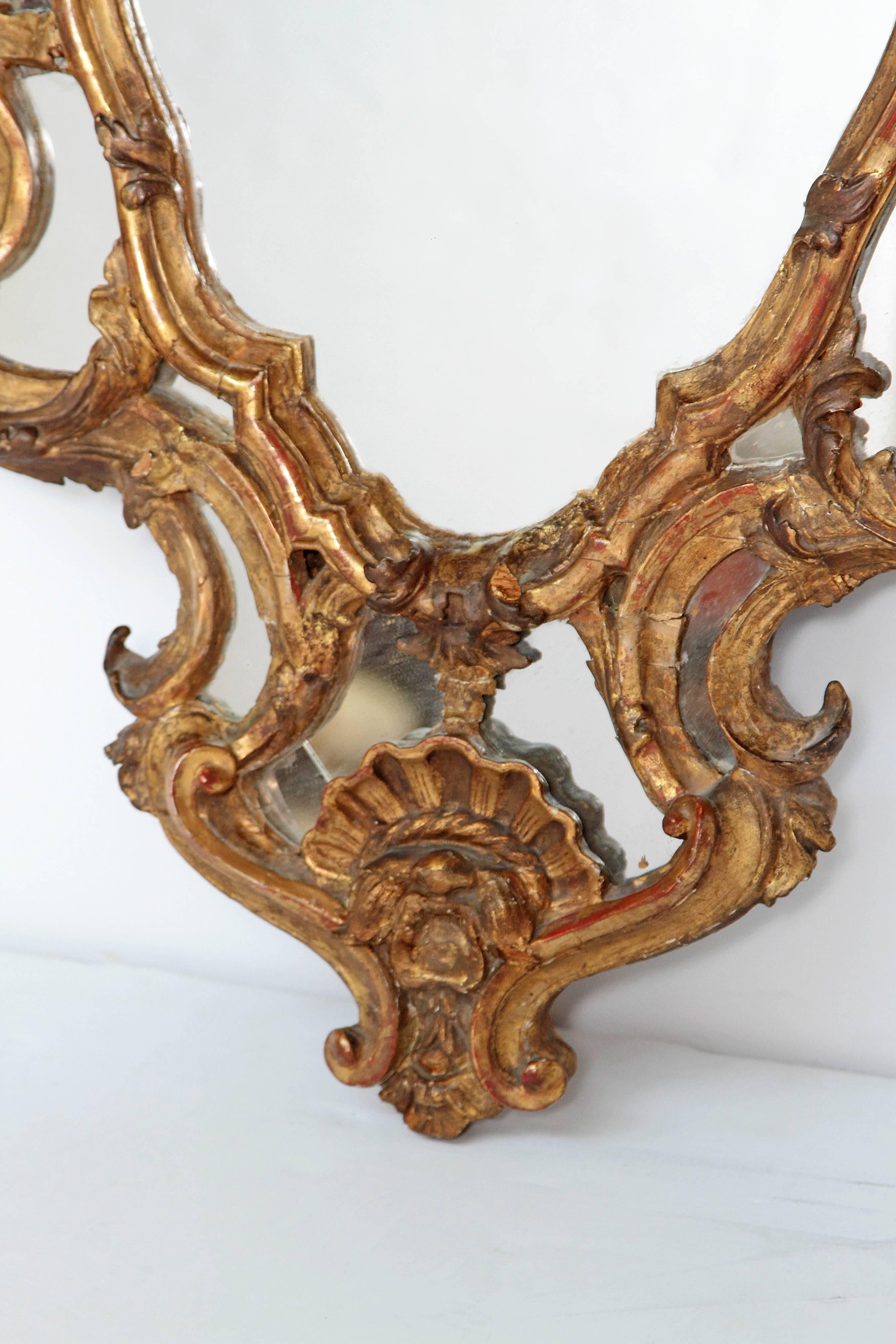 Venetian Mirror Pair / Carved and Gilded Wood In Good Condition In Dallas, TX