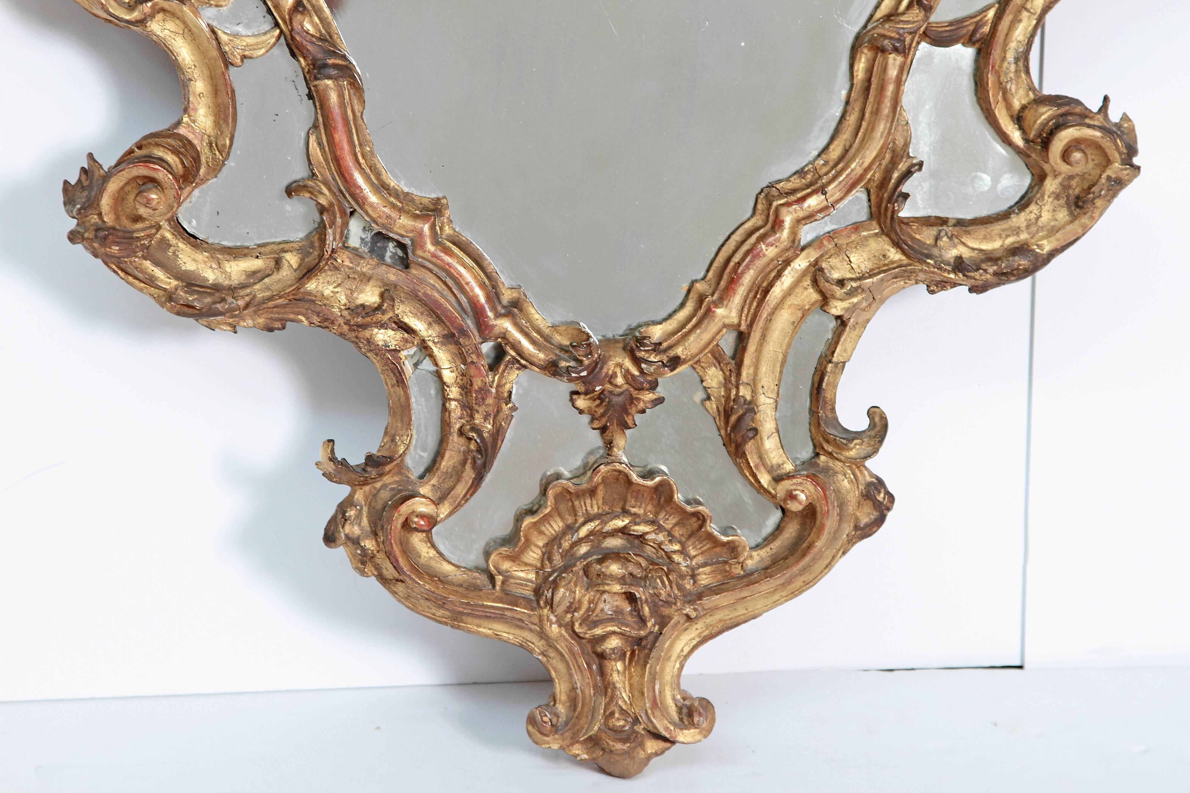 Venetian Mirror Pair / Carved and Gilded Wood 2