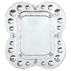 Venetian Mirror With Convex and Etched Glass Decoration, Circa 1950