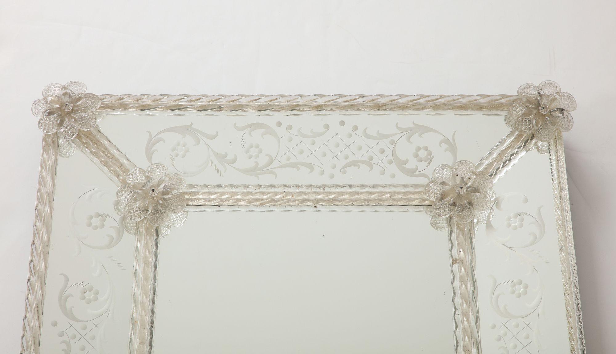 Veronese French Mirror with Etching and Twisted Frame For Sale 2