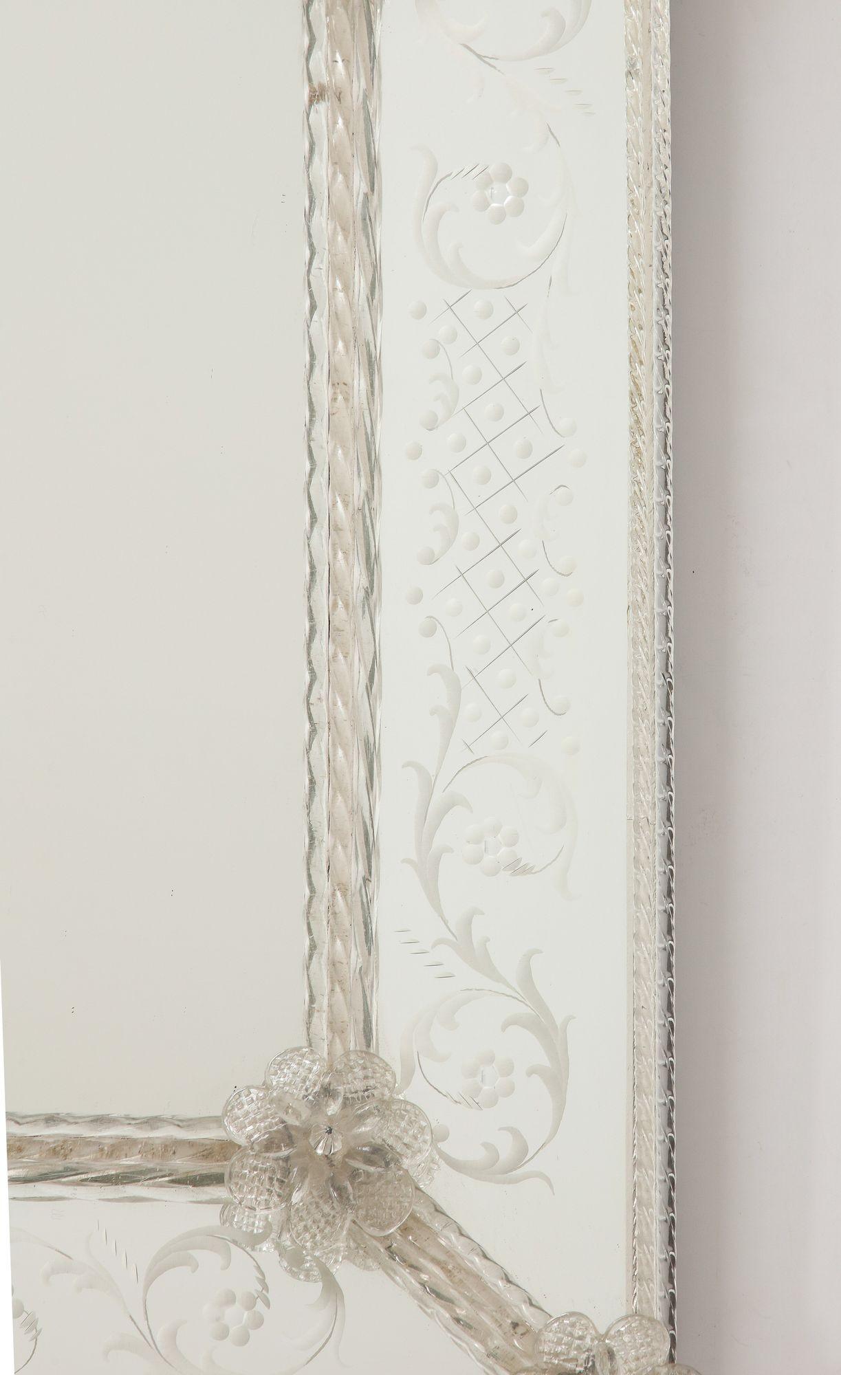 Veronese French Mirror with Etching and Twisted Frame For Sale 3