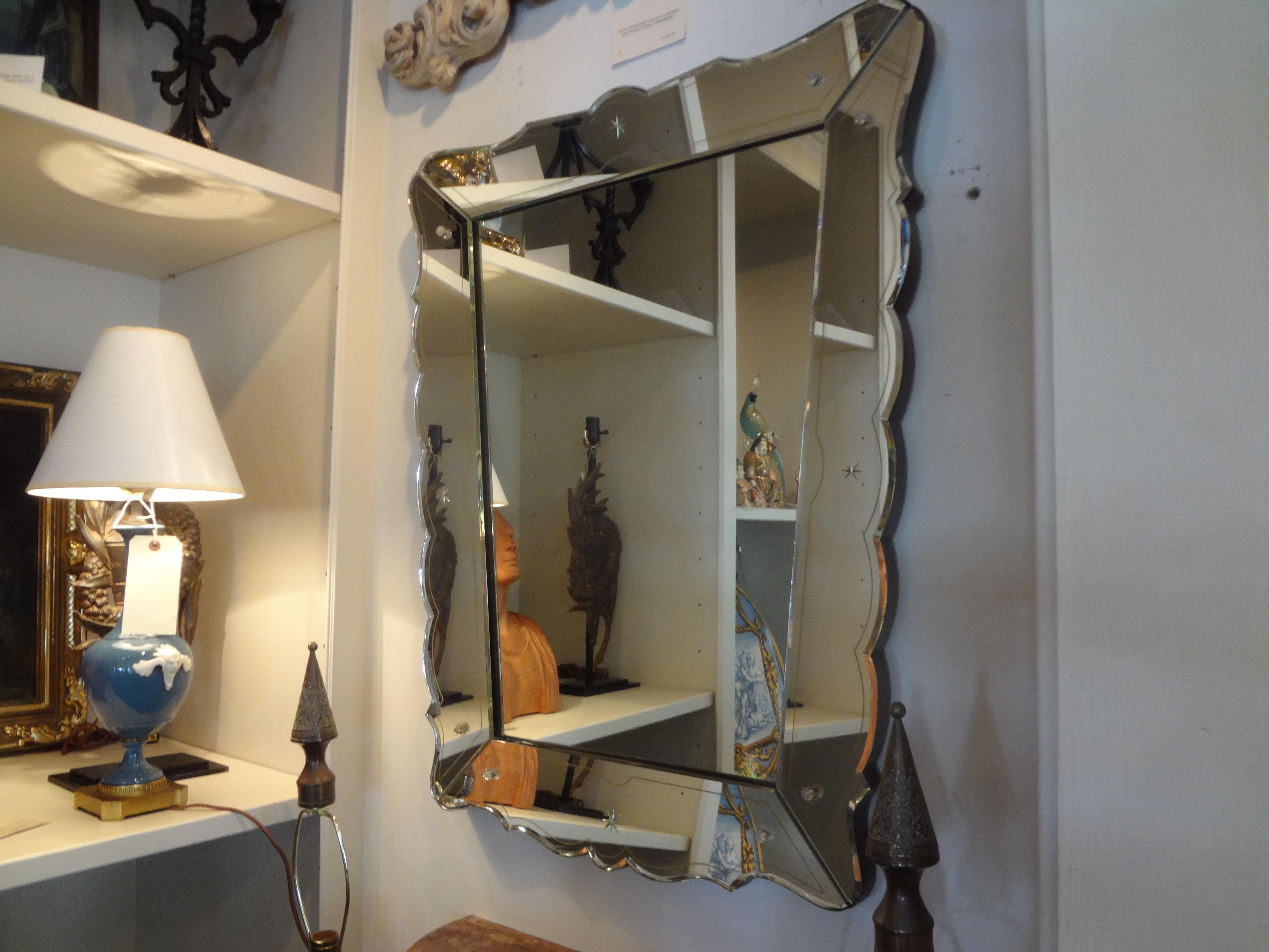Mid-20th Century Venetian Mirror with Etched Star Accents