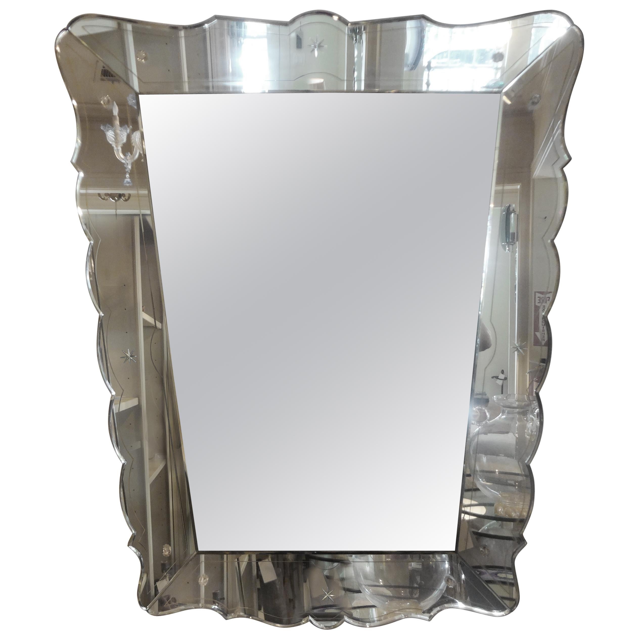Venetian Mirror with Etched Star Accents
