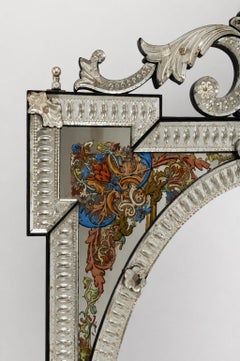 Espejo veneciano con soportes de estilo renacentista – Cristal biselado esmaltado – Siglo XIX