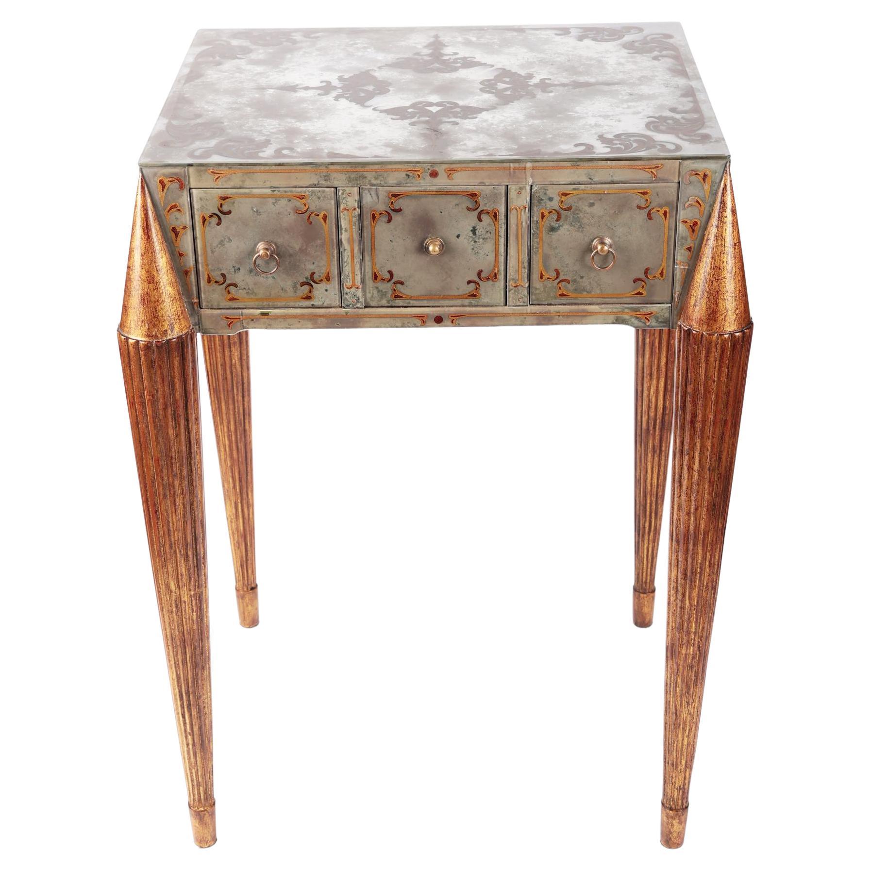 Venetian Mirrored Art Deco Side Table For Sale