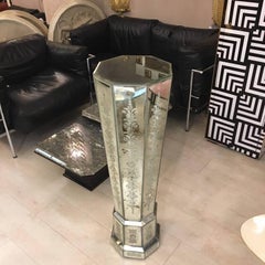 Venetian Mirrored Engraved Glass Column, 1950s