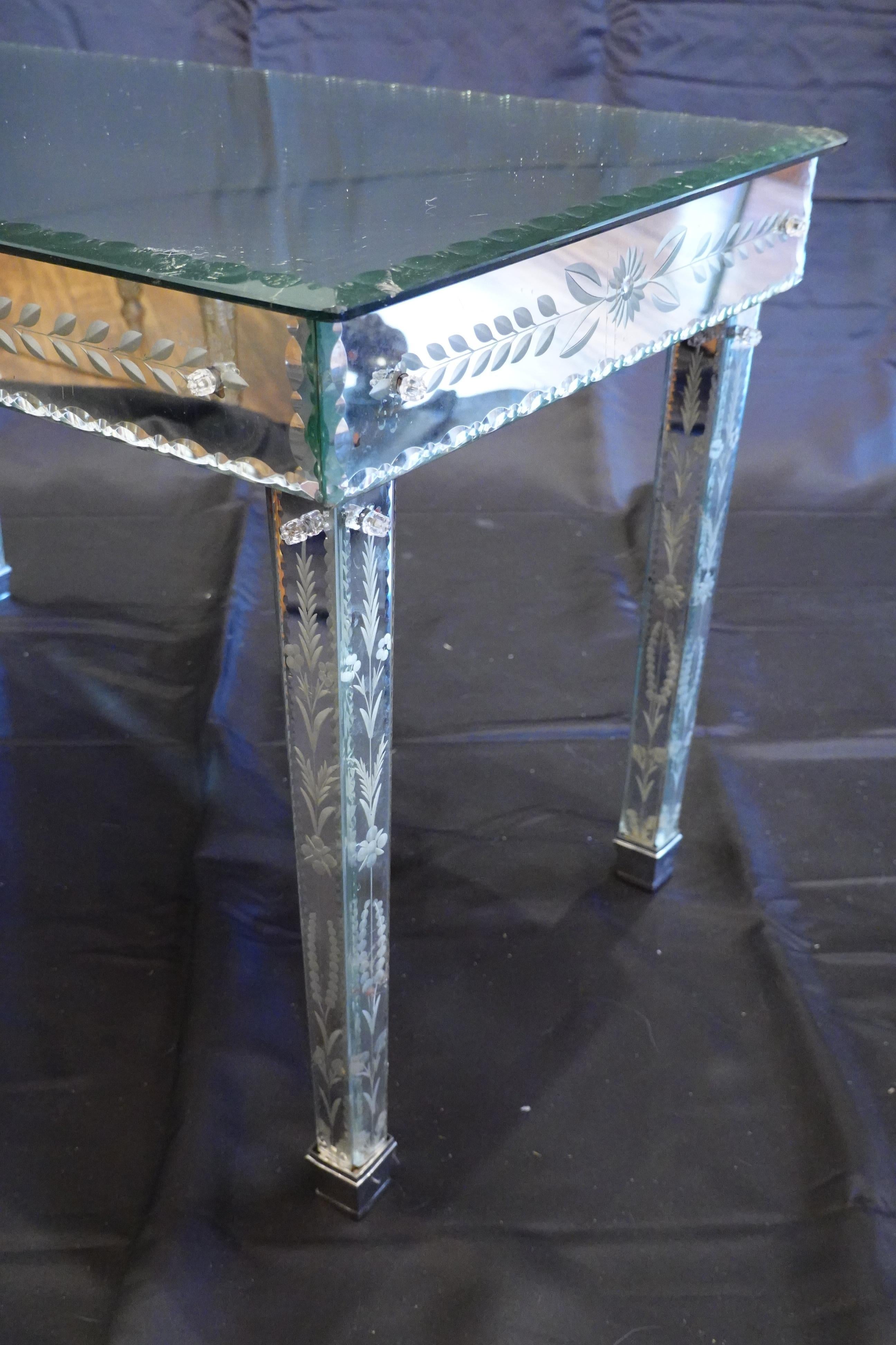 20th Century Venetian Mirrored Glass Coffee Table by S.A.L.I.R. For Sale