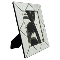 Venetian Mirrored Picture Frame with Beveled Geometric Design, Italy c. 1980