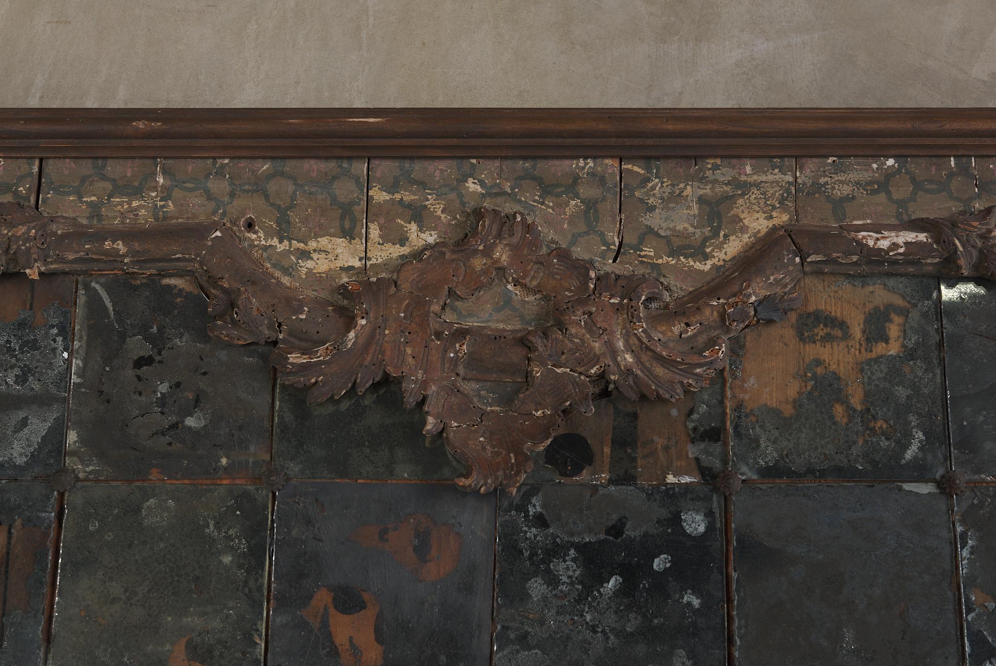 Venetian Mirrored Wall Panel With Original Glass In Good Condition For Sale In Los Angeles, CA