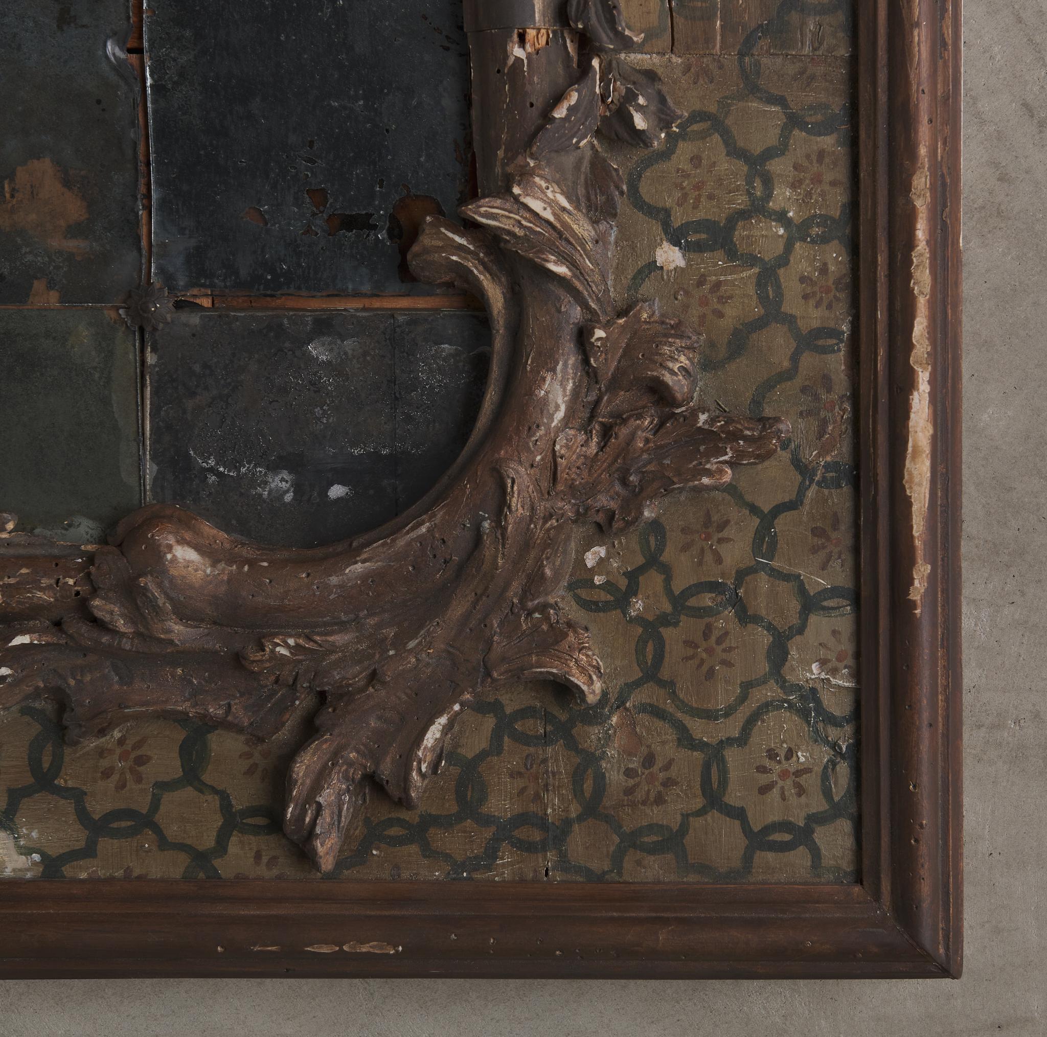 18th Century Venetian Mirrored Wall Panel With Original Glass For Sale