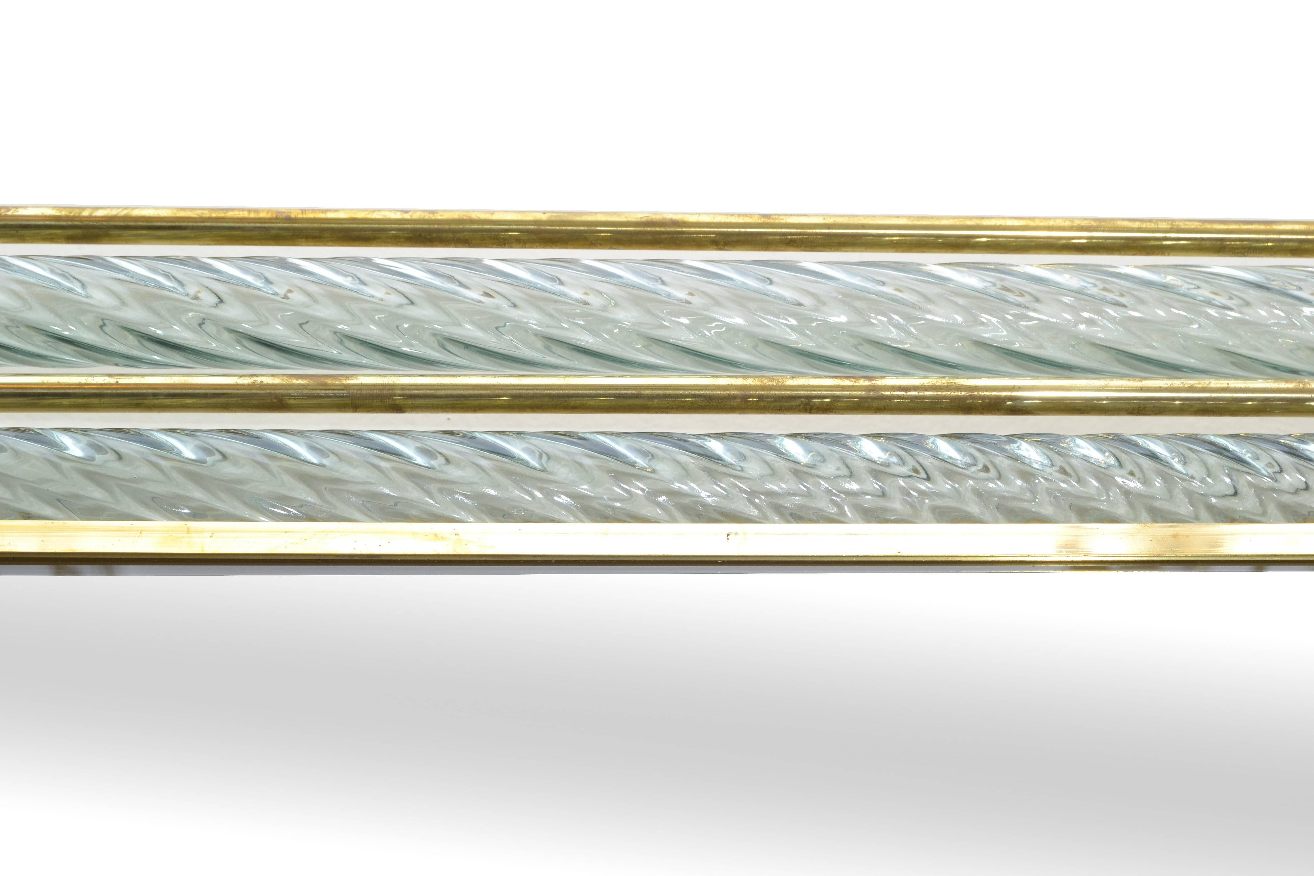 Contemporary Venetian Mirrors bordered in Brass and Spiraled Murano Glass