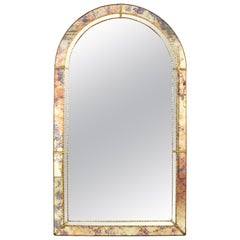 Venetian Modern Arched Mirror with Pink Purple Glass and Brass, 1960s