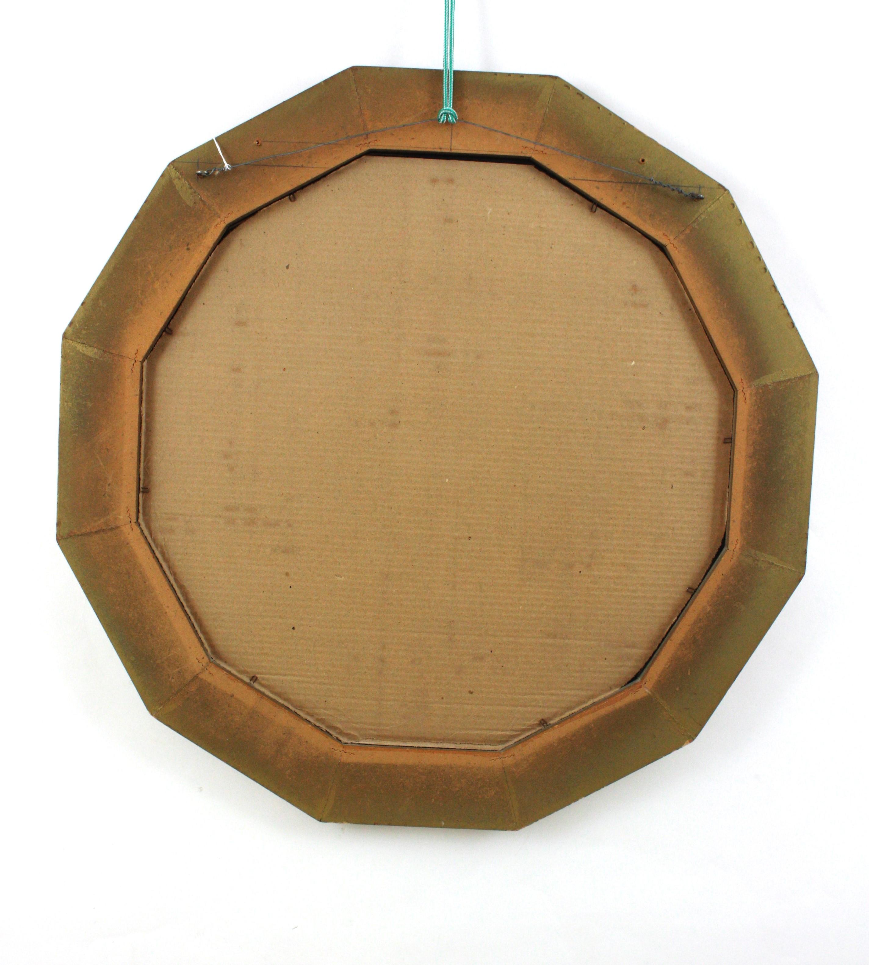 Miroir mural dodécagonal moderne vénitien avec détails en laiton, années 1960 en vente 3