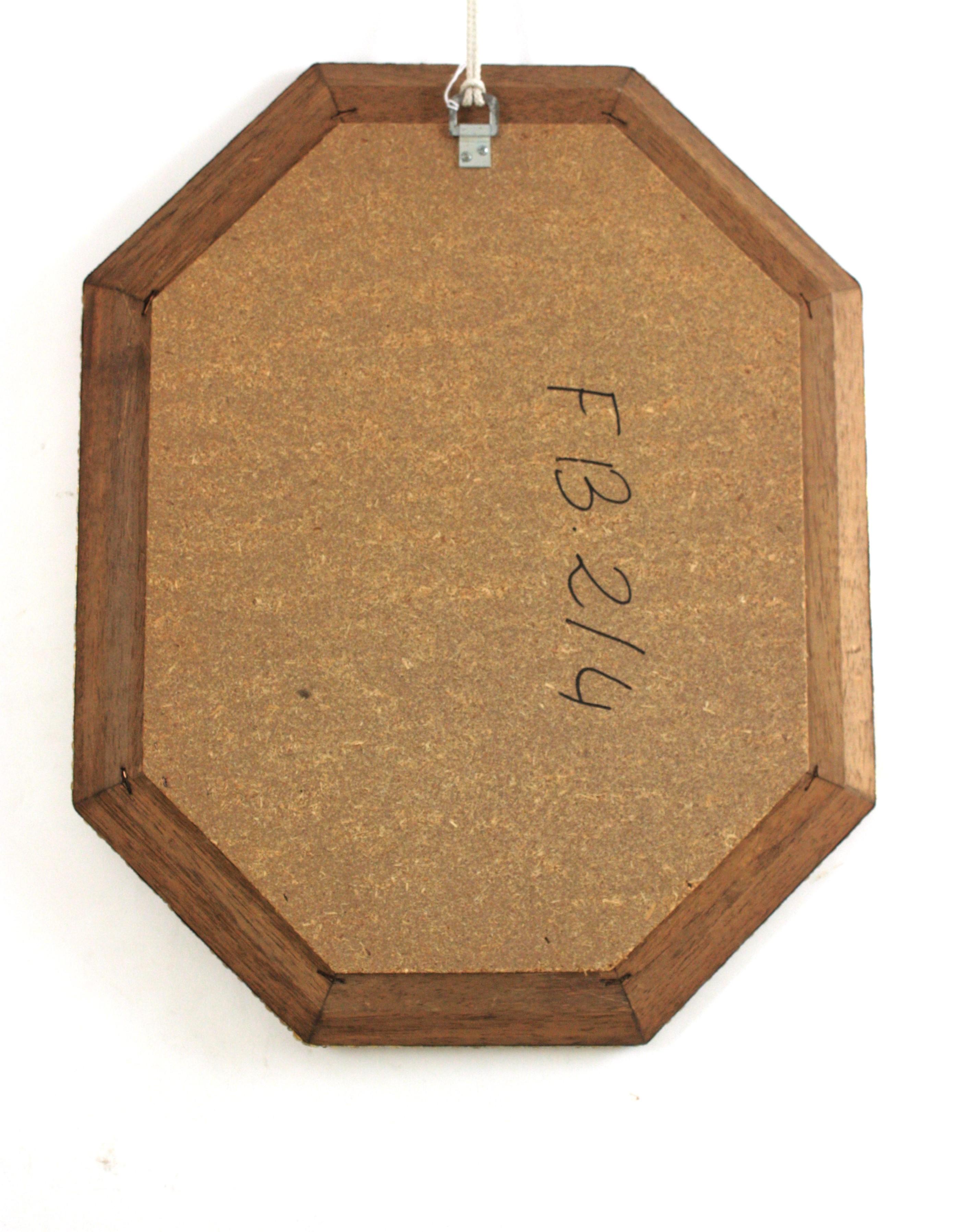 Espejo octogonal biselado moderno veneciano en cristal rosa salmón, 1960 en venta 8