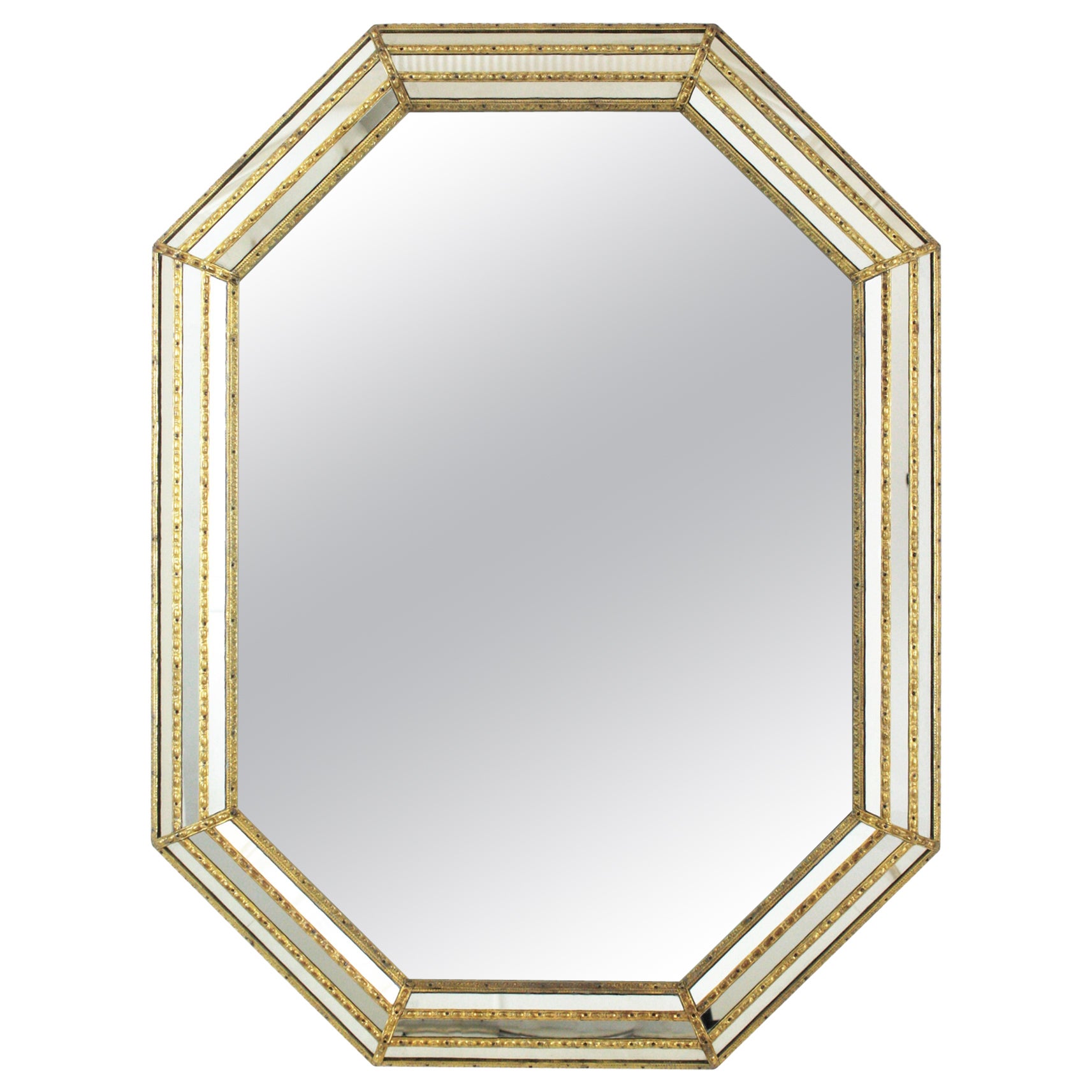 Miroir octogonal vénitien moderne avec détails en laiton