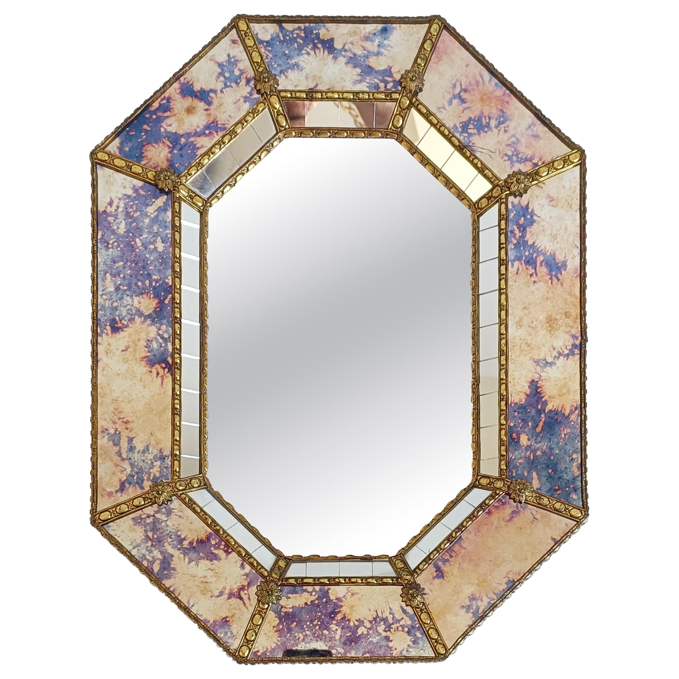 Venetian Modern Octagonal Wall Mirror, Handcrafted in Spain, Dated 1989