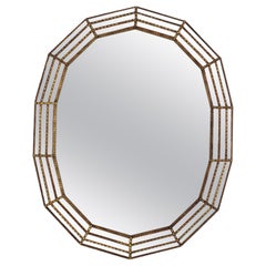 Venetian Modern Oval Mirror with Brass Details