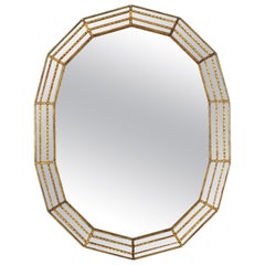 Venetian Modern Oval Mirror with Brass Details