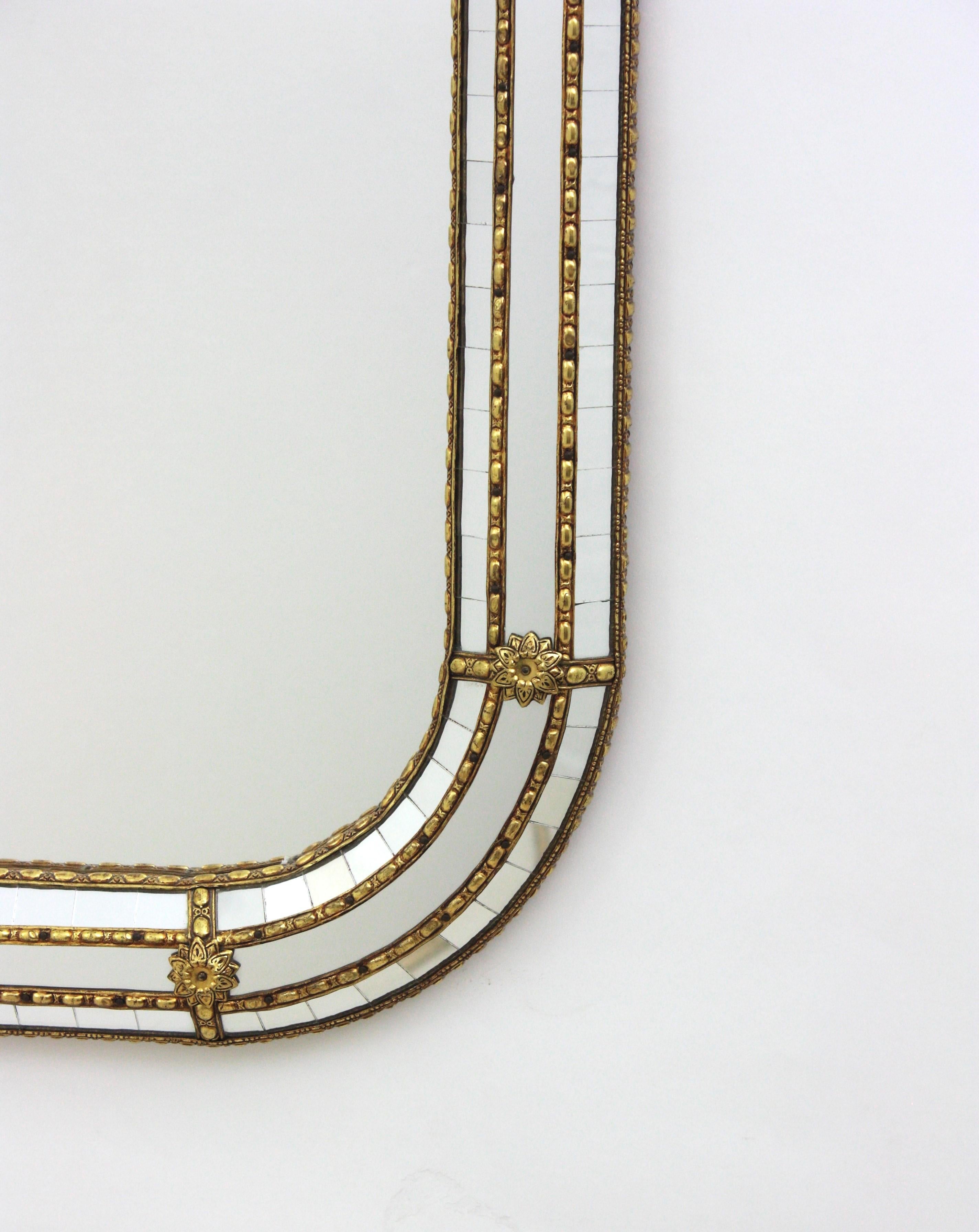 Venetian Modern Rectangular Mirror with Brass Details 5