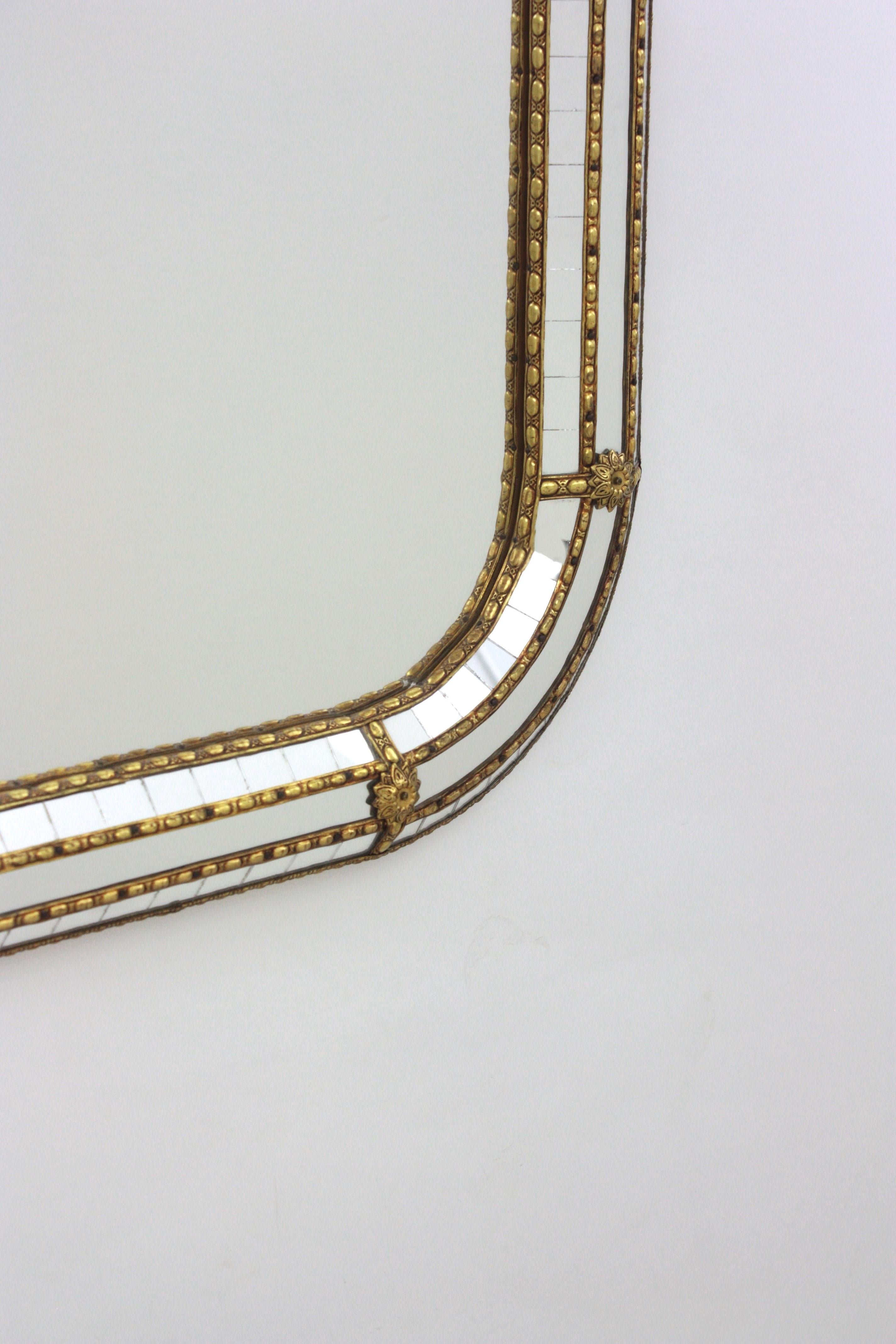 20th Century Venetian Modern Rectangular Mirror with Brass Details