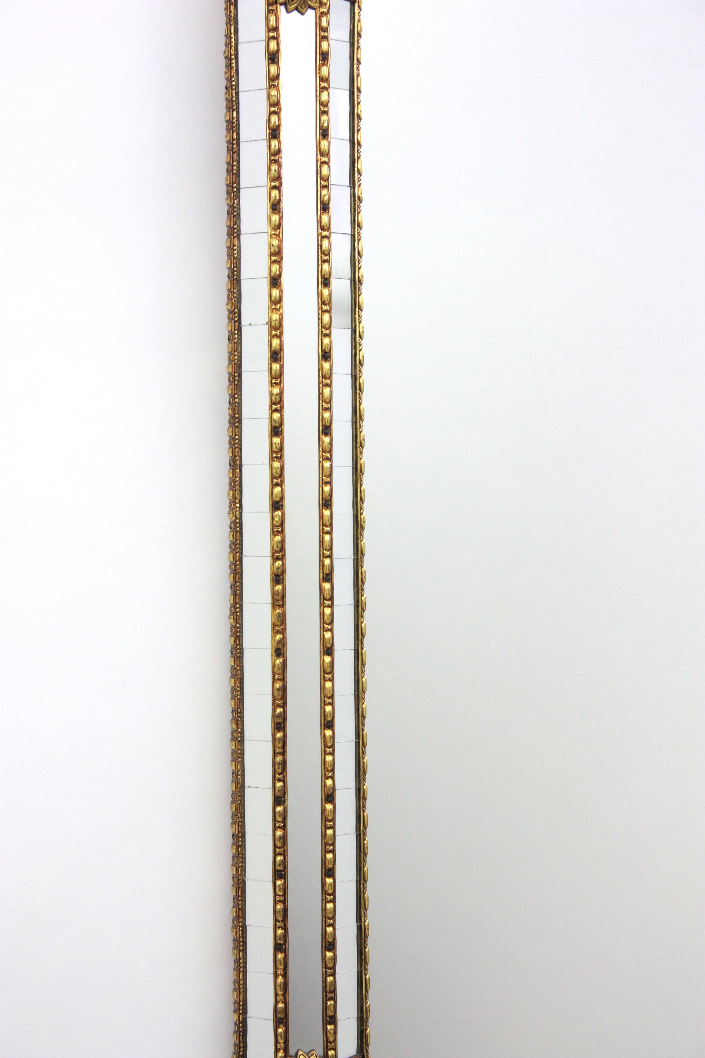 Venetian Modern Rectangular Mirror with Brass Details 2