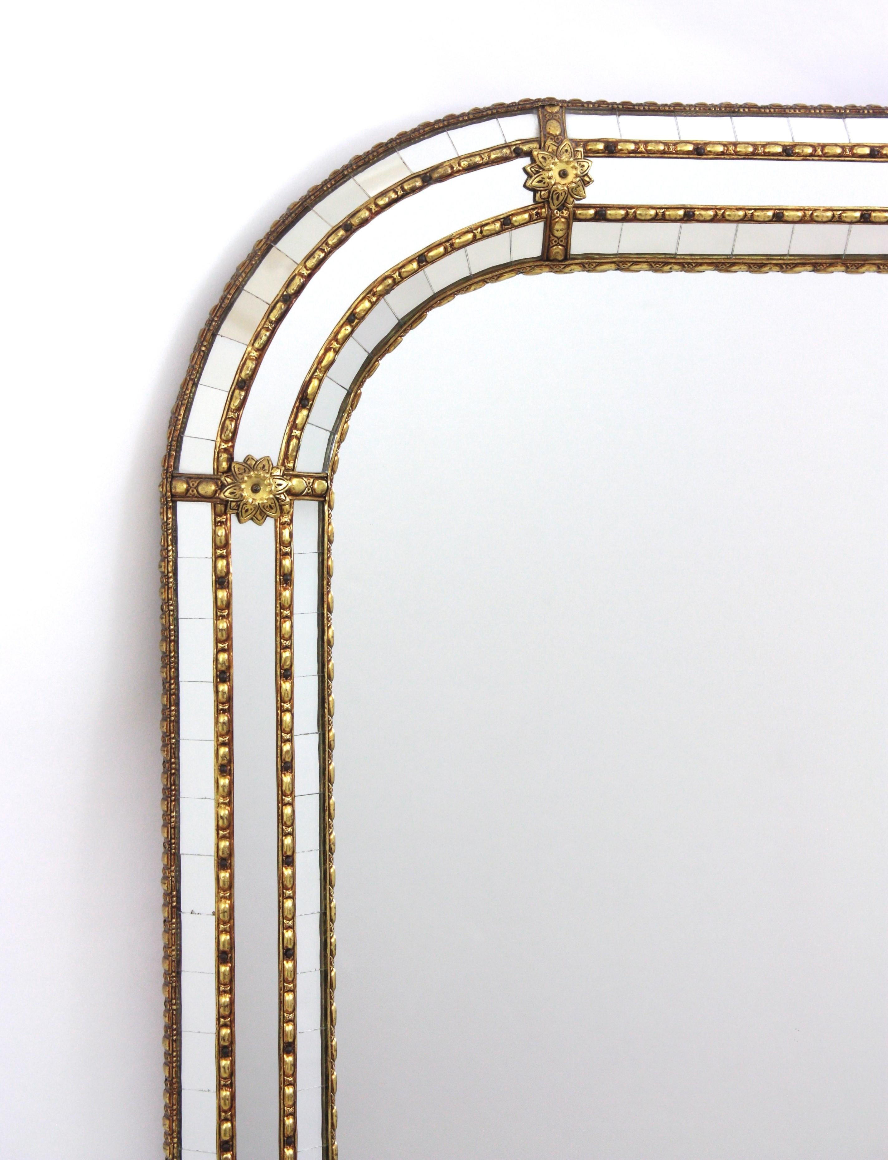 Venetian Modern Rectangular Mirror with Brass Details 3