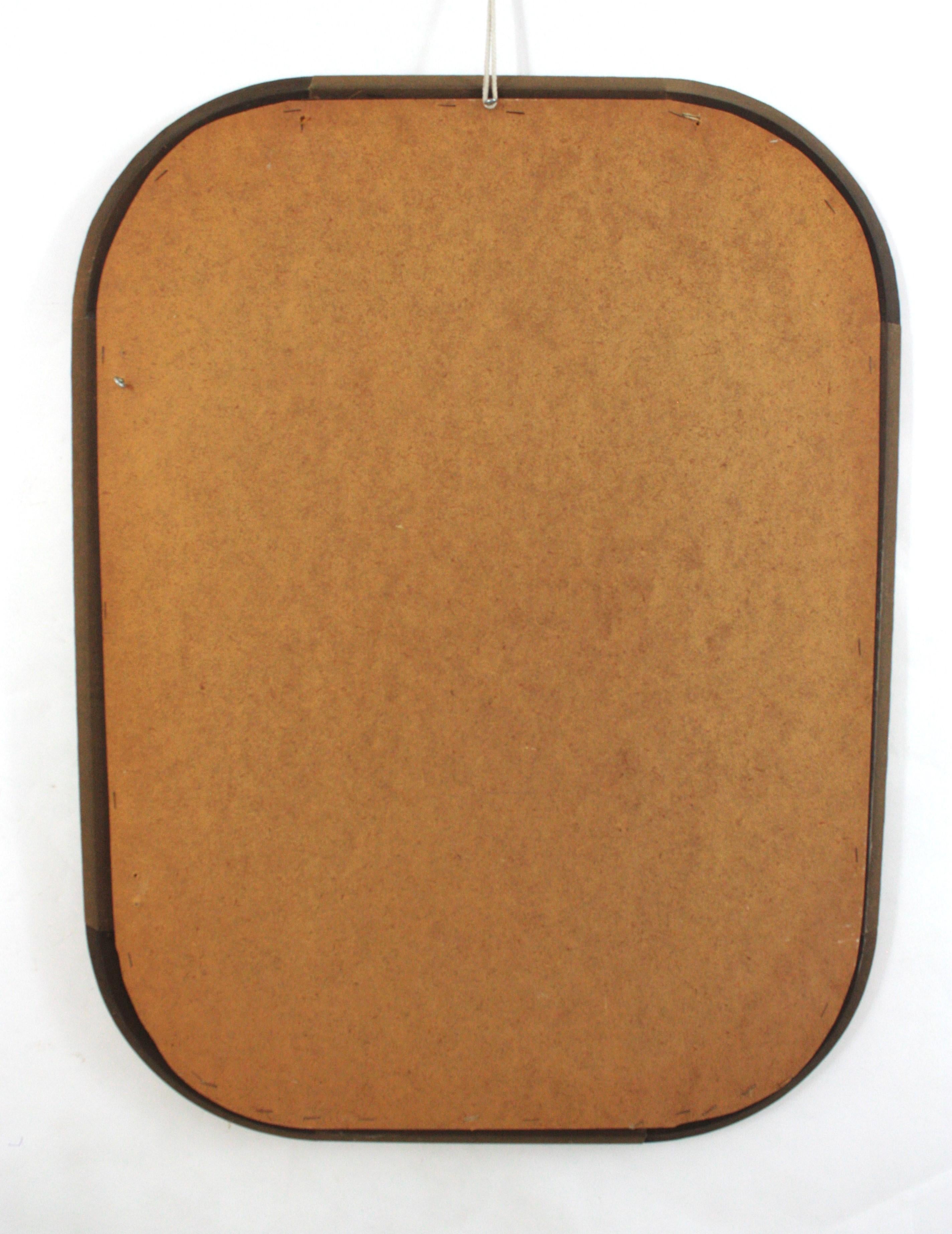 Venetian Modern Rectangular Mirror with Pink Purple Glass & Brass Details 5