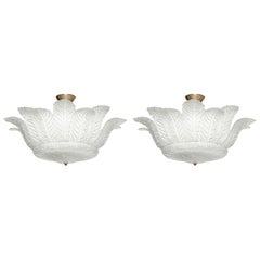 Venetian Molded Glass Flush Mounts Barovier&Toso style, a pair