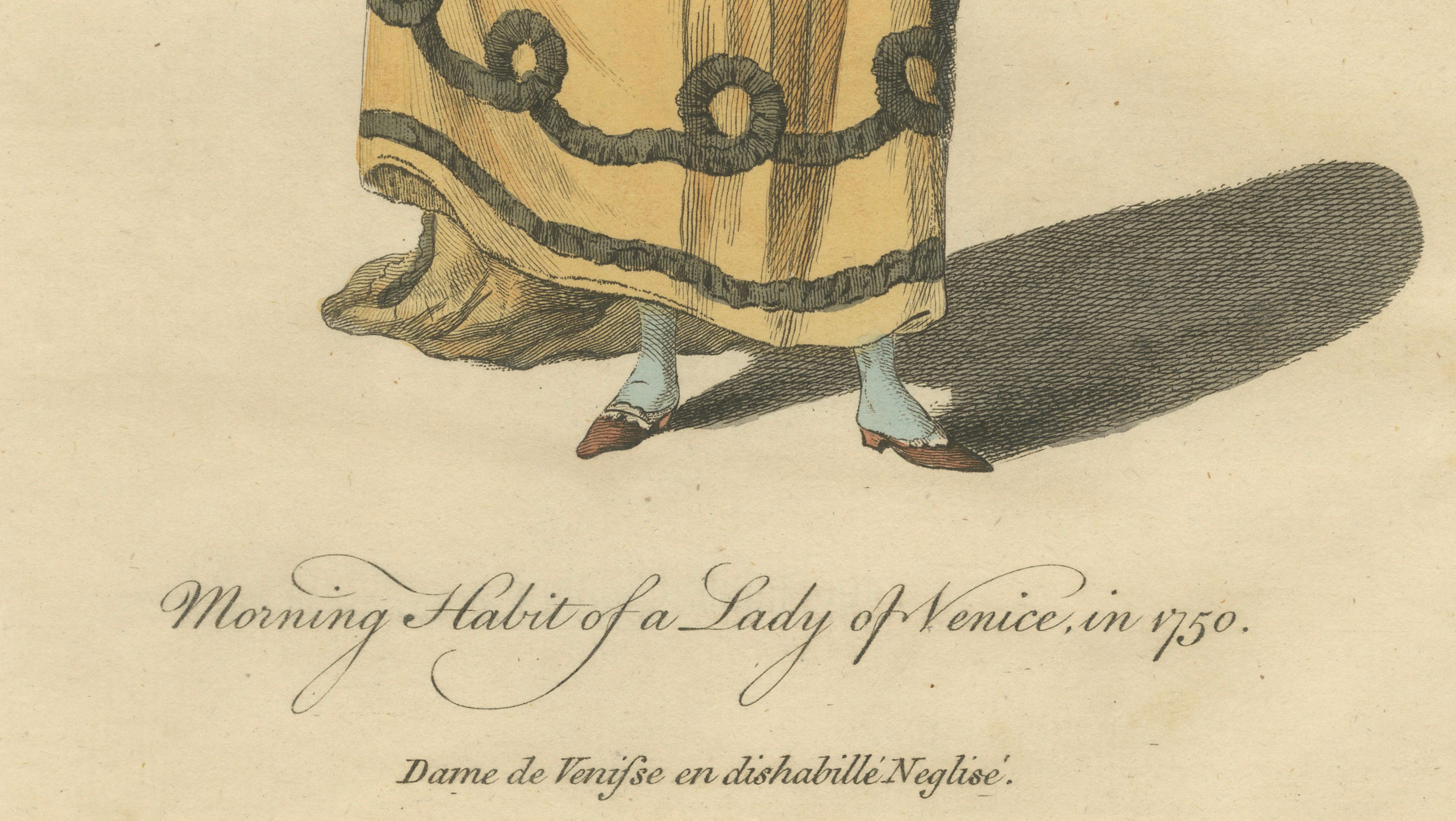 Venetian Morning Dress Costume Print, Lady of Venice Fashion, 1749